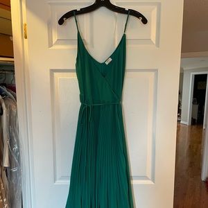 Wilfred Kelly Green Wrap Silk Midi Dress